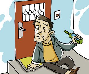 男子真的是酒鬼啊，连去外面吃早餐都要喝酒